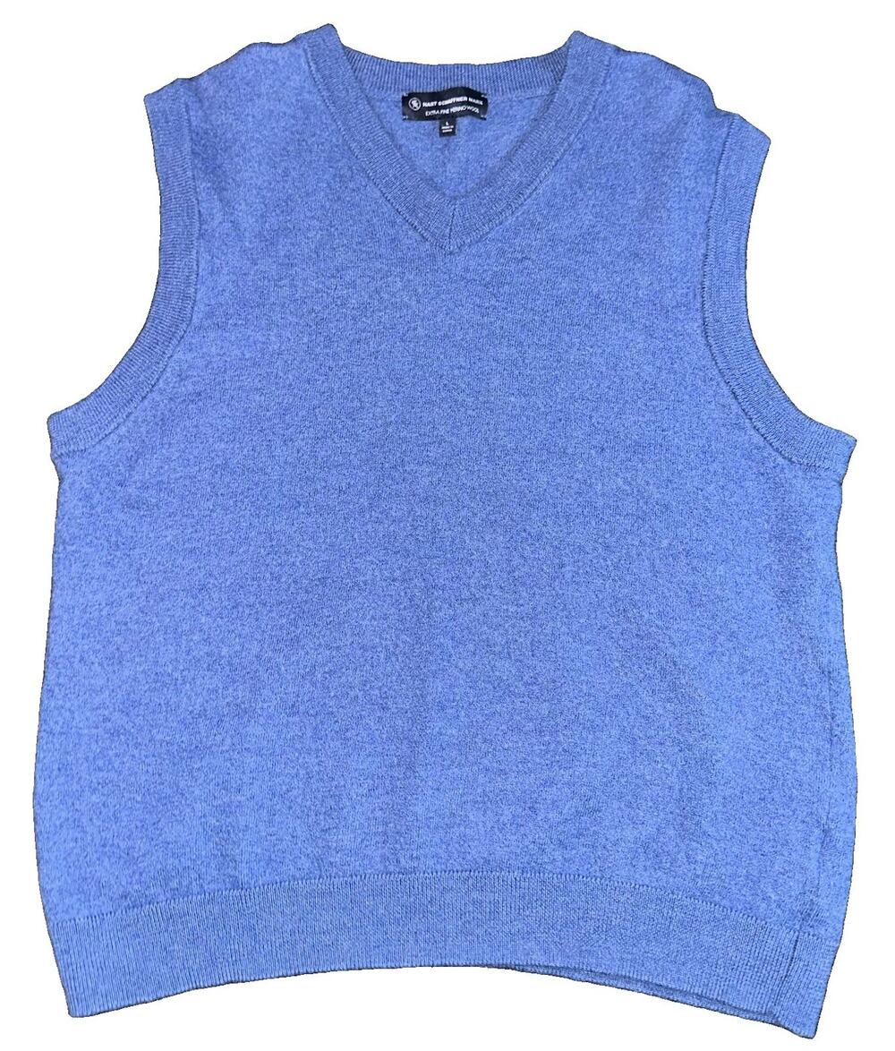 Hart Schaffner Marx Extra Fine Merino Wool Sweater Vest Blue Large L